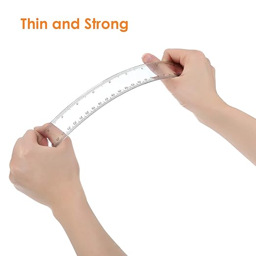EBOOT 2 Pack Plastic Ruler Straight Ruler Plastic Measuring Tool for Student School Office (Clear, 12 Inch)-DeskLoop Office