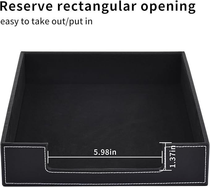 Leather 1-Layer Letter Tray Stackable File Document Tray,A4 Paper Case Rack Desk Office Supplies Organizer Holders,Desktop Organization, Pen Mail Magazine Storage Box(Black)-DeskLoop Office