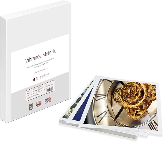 Vibrance Metallic Photo Printer Paper 10 mil 255 gsm Premium Photo Paper Sheets 17 x 22 inches 50 Sheets Works with All Inkjet Printers Including Professional Makes and Models Like Epson Canon HP-DeskLoop Office