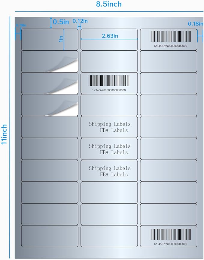 1" x 2-5/8" Address Labels- Matte Silver Mailing Labels Stickers for Laser/Inkjet Printer-Permanent Adhesive Stickers-DeskLoop Office