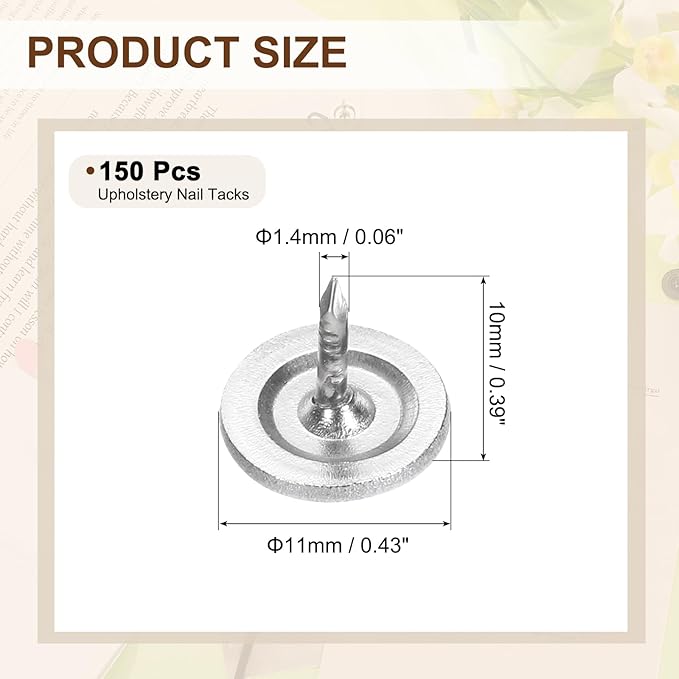 uxcell 150Pcs Upholstery Tacks, 11mmx10mm Flat Head Thumb Tack Decorative Furniture Nails Push Pins for Furniture Sofa Headboards, White-DeskLoop Office