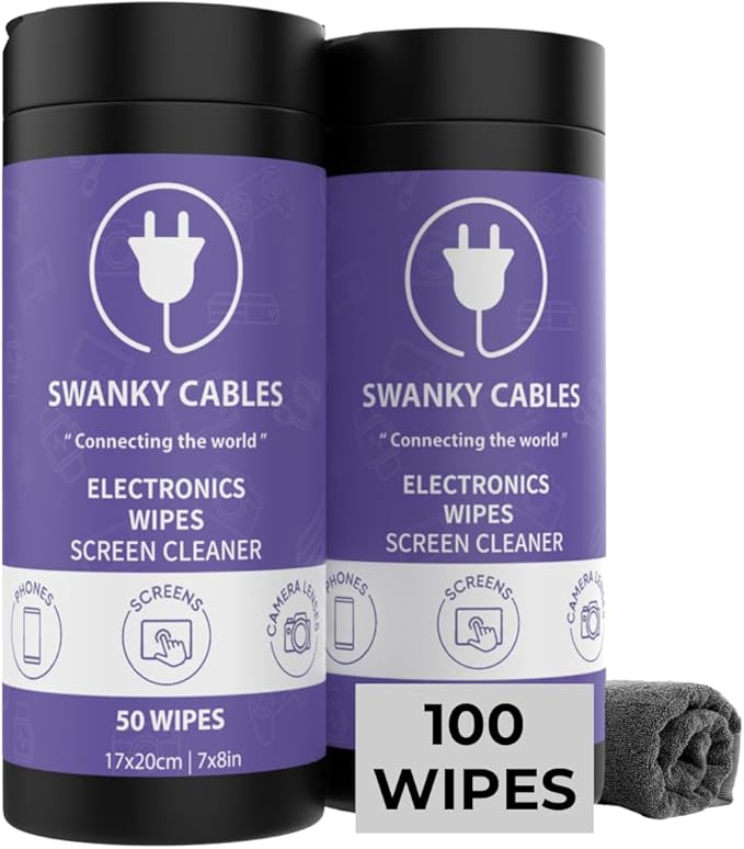 Screen Cleaner Wipes: Electronic Wipes for Screens - Computer Screen Wipes for Lens, Phone, Tv Screen and Monitor Cleaning - Tech Wipes & Microfiber Cloth (Canister, 100 Count)-DeskLoop Office