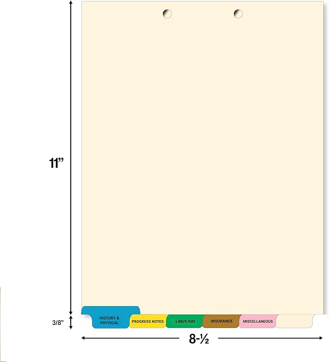 Doctor Stuff - Stock Medical Chart Dividers, 260 Sets of 6 Popular Healthcare Index Tabs, Bottom Tab, 8-1/2" x 11-3/8", File Folder Organizer for Nursing Patient Charts & Medical Records-DeskLoop Office