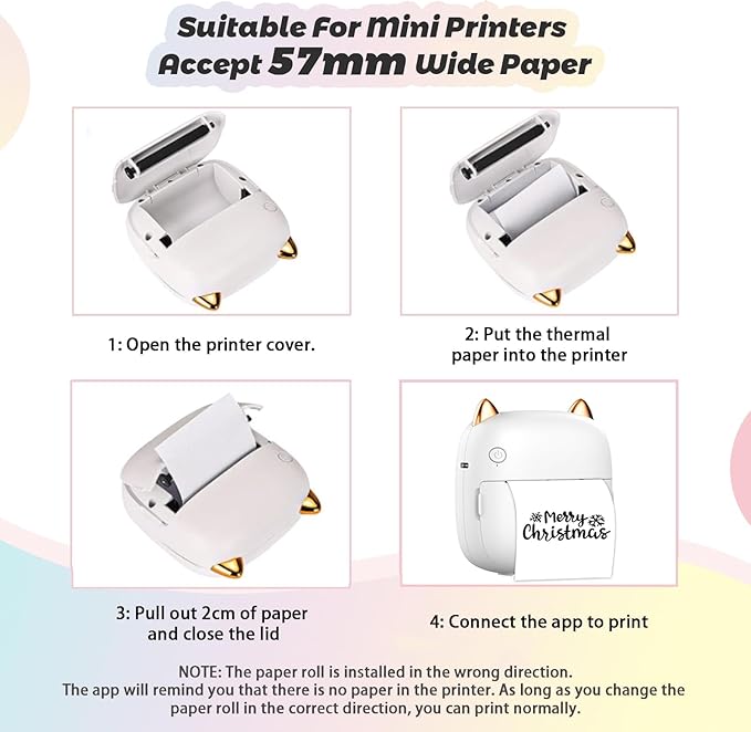 9 Rolls Thermal Printer Paper - Colorful, Non-sticker, 3 Color for Most Mini Thermal Printers-DeskLoop Office