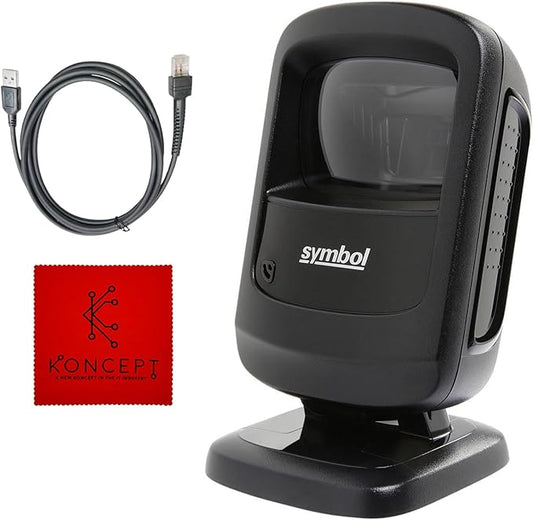 DS9208 Zebra Symbol Digital Handsfree 1D/2D Barcode Scanner with USB Cable & Microfiber Cleaning Cloth - High Performance Scanning, Compact Design, Standard Range (Renewed)-DeskLoop Office