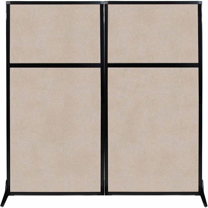 Versare Office Workstation Screen | Portable Wall Divider | Modern Cubicle | Freestanding Privacy Screen | Flexible Work Space | 2 Panels | 66" Wide x 70" Tall Beige SoundSorb Panels-DeskLoop Office