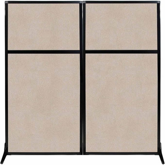 Versare Office Workstation Screen | Portable Wall Divider | Modern Cubicle | Freestanding Privacy Screen | Flexible Work Space | 2 Panels | 66" Wide x 70" Tall Beige SoundSorb Panels-DeskLoop Office