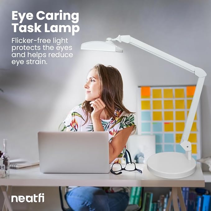 Neatfi 3,500 Lumens Ultra Task Lamp, 26 Inches Metal Lamp, Dimmable, 45W, 270 Pcs SMD LEDs, Desk Light for Home, Office (Non-CCT with Base, White)-DeskLoop Office