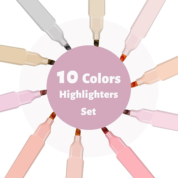 Highlighters Assorted Colors,10Pcs Pastel Highlighter No Bleed,Chisel Tip Bible Highlighters,Book Highlighter Bible Study Supplies-DeskLoop Office