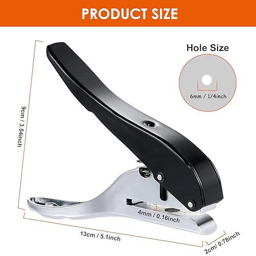 Hole Punch 1/4 inch-6mm Single Hole Punch,Heavy Duty Hole Puncher Single,Paper Punch Portable Hand Held Long Hole Puncher for Paper Cards Plastic Cardboard-DeskLoop Office