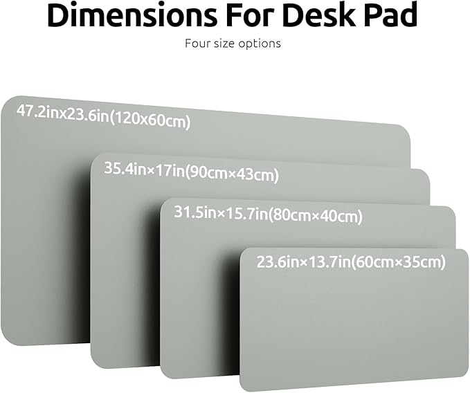 YSAGi Leather Desk Protector, Office Mat, Large Mouse Mat, Non-Slip PU Leather Blotter, Laptop Desk Pad, Waterproof Writing Pad for Office and Home (Grayish Green, 47.2" x 23.6")-DeskLoop Office