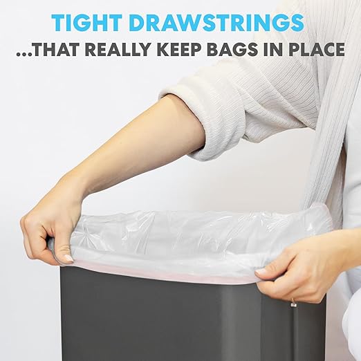 SIMPLI-MAGIC 13 Gallon Drawstring Trash Bags, 120 Pack – Tall Kitchen Garbage Bags, Custom Made with Premium Materials (White)-DeskLoop Office