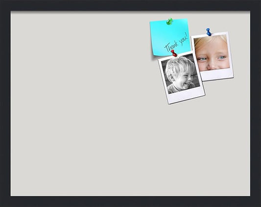 PinPix 22x17 Inch Cork Bulletin Board. This Decorative Framed Pin Board Comes with Light Stone Design and a Satin Black Frame. Ideal for Home Office Decor or Message Board (PinPix-1809)-DeskLoop Office