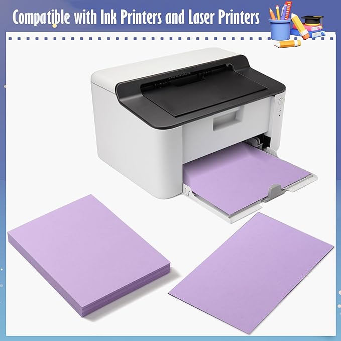 MixTeach 100 Sheets A4 Purple Cardstock 8.5 x 11 Inch Thick Cardstock Paper 250gsm/92lb Double Sided Purple Card Stock Printer Paper for Cards Making, Crafts, Scrapbook, Invitations, Drawing, Printing-DeskLoop Office
