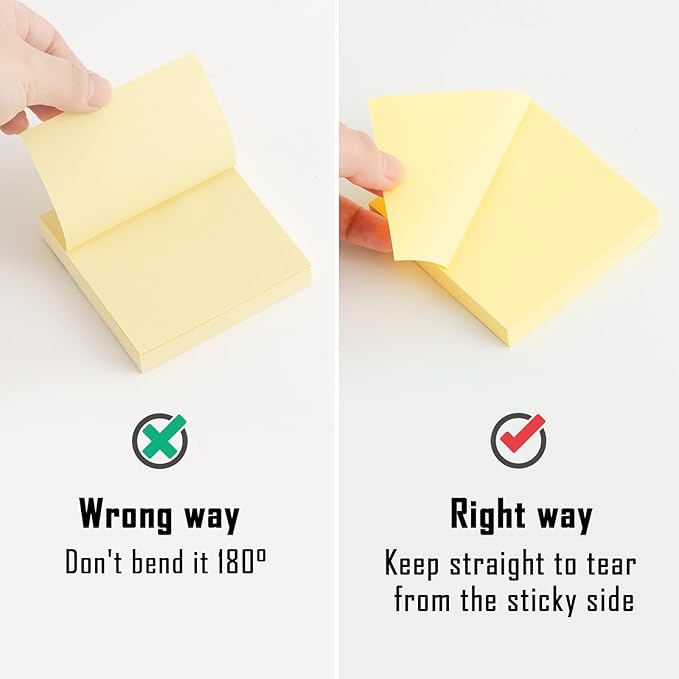 HappyHapi Sticky Notes 3x3 Inches Bulk 36 Pack 3600 Sheets Colored Self-Stick Pads, 100 Sheets/Pad, 4 Bright Colors (Yellow, Green, Pink, Blue) for Office Supplies, School, Home-DeskLoop Office