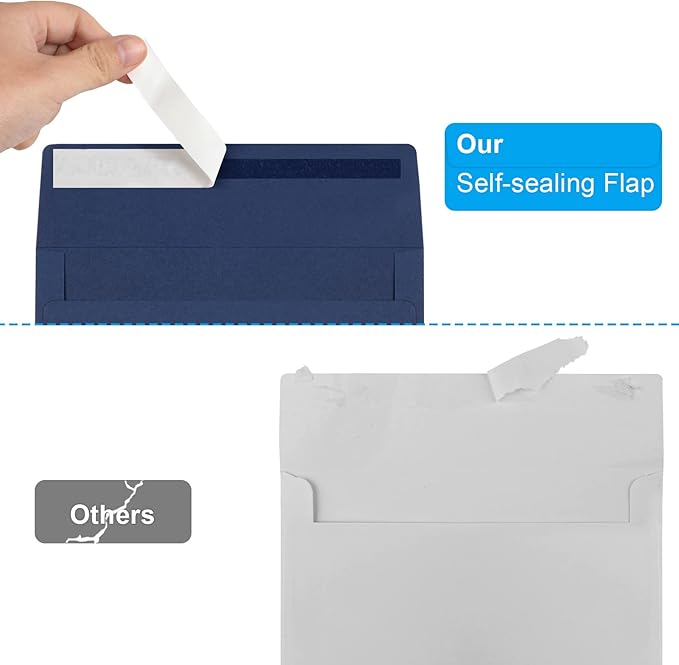 50 Pack 5x7 Envelopes - Self Seal for Invitations, Weddings, Photos & Greeting Cards (Navy Blue)-DeskLoop Office