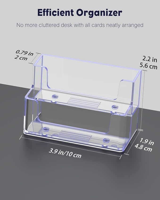 Uniclife Acrylic Business Card Holder for Desk 2 Slots Clear Business Card Display Stand for Men & Women Desktop Business Card Organizer Card Stand for Office Home Exhibition, 120 Card Capacity-DeskLoop Office