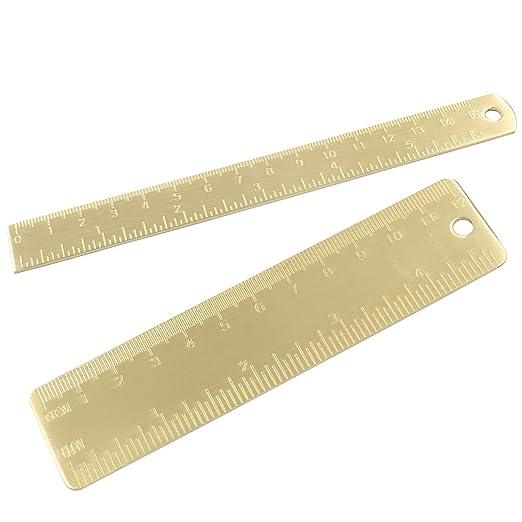 Straight Brass Ruler Set Vintage Metal Double-Sided Scale Ruler 4 Inch & 6 Inch, Metric Measurement Tool Drawing Measuring Tool (2 Pack)-DeskLoop Office