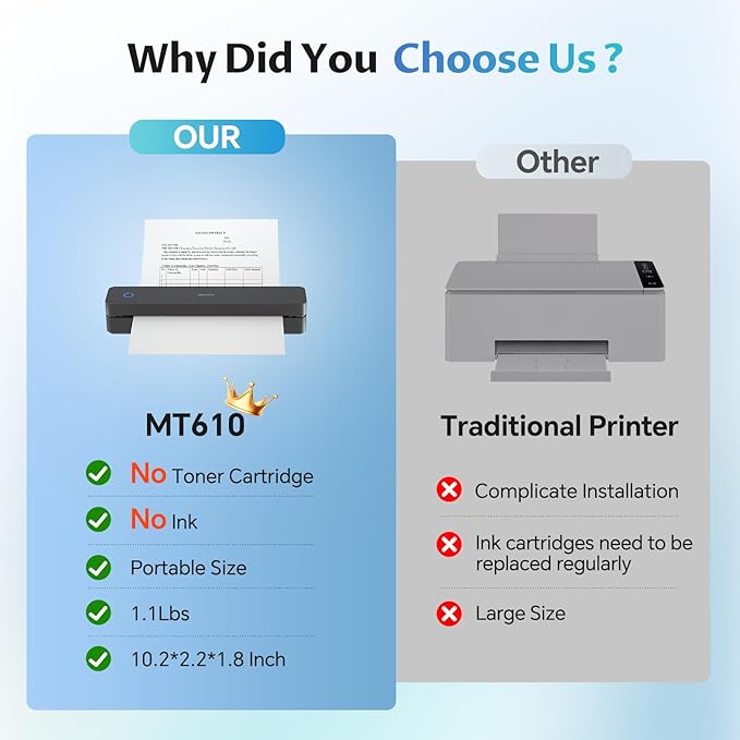 iDPRT Portable-Printer Wireless for Travel, Bluetooth Thermal Printer Support 8.5" x 11" US Letter&A4&A5 Size,300DPI Inkless Printers for Home Use,Compatible with Android and iOS Phone&Laptop,Black-DeskLoop Office