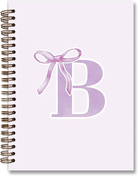 foedor Coquette Trendy Preppy Purple Bow Spiral Notebook,Initial B Journal Personalized Teen Girl Gifts,Monogrammed Gifts for Women Teen Girl,College Ruled Hardcover Spiral Notebook(purple)-DeskLoop Office