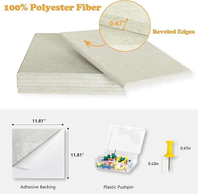 Thick Cork Board for Wall with Pins, 36" x 24" Bulletin Board Self-Adhesive Pin Board | Customized 6 Packs Felt Tiles for Office Home Wall Decor-DeskLoop Office