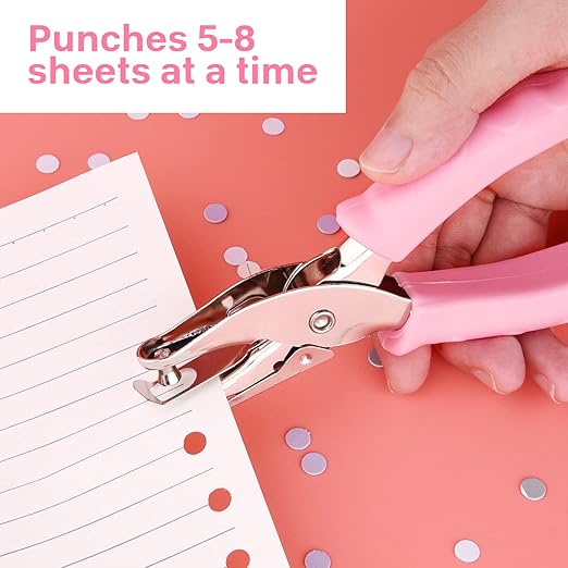 NEBURORA Hole Punch, Pink Single Hole Puncher Metal with Soft-Handled for DIY Craft Tags Clothing Ticket Scrapbook Tool, 3 Colors Options-DeskLoop Office
