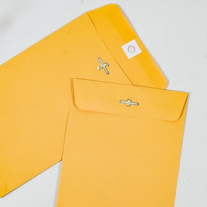 6” x 9” Clasp Envelopes with Gummed Seal Brown Kraft Catalog Envelopes Clasp Mailing Envelopes for Home, Office, Business 28 lb Kraft Paper,Pack of 50-DeskLoop Office