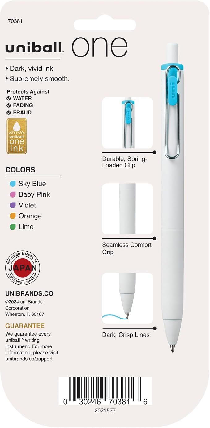 uniball one Retractable Gel Pens, Medium Point, 5 Pack - Image 9
