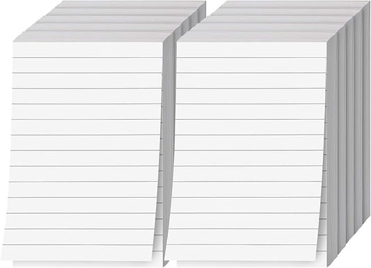 Memo Pads, White, With Black Lines – Lined Paper Notepads, Scratch / Writing Pad for Planning, To-Do Lists, Appointments, Reminders, Home, Office – 50 Sheets Per Pad, 10 Pads per Pack – 8.5" x 5.5"-DeskLoop Office