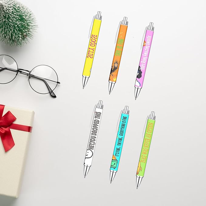 Idealmuzik 6pcs Funny Writing Pens with Sayings,Whimsical and Hilarious Designs,Unique Gift Idea for Nurses,Coworkers,Team,Teachers,Doctors,Party Favors-DeskLoop Office