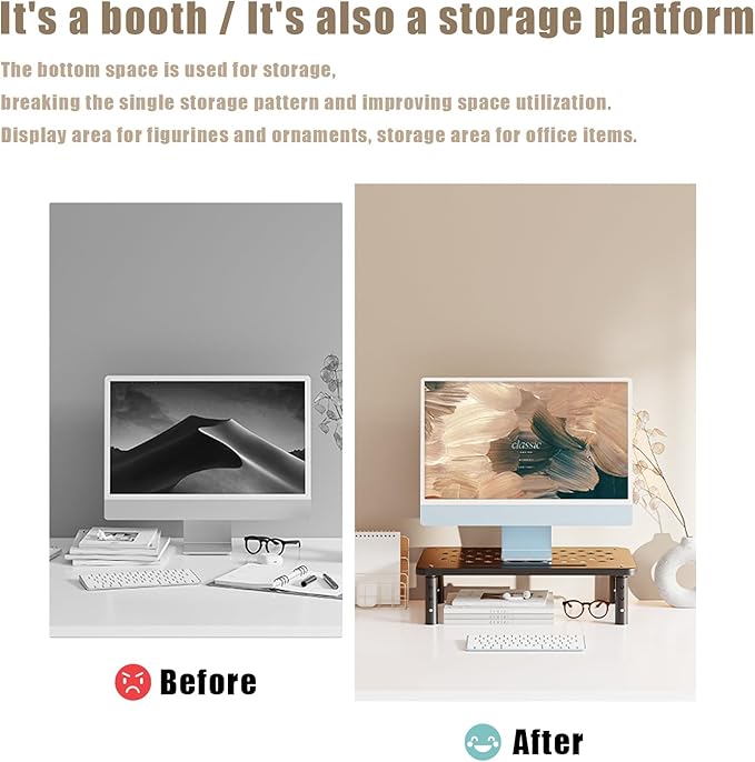 Computer Monitor Stand for Desk,Laptop Stand,Printer Stand,Adjustable and Stackable Height Increasing Storage Rack Suitable for Office, Home, and School Supplies,Black-DeskLoop Office