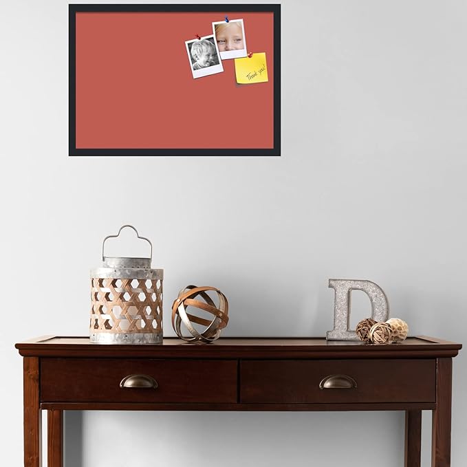 PinPix 26x18 Inch Cork Bulletin Board. This Decorative Framed Pin Board Comes with Crimson Pastel Design and a Satin Black Frame. Ideal for Home Office Decor or Message Board (PinPix-1807)-DeskLoop Office