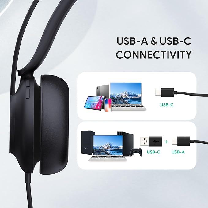 Yealink UH37 USB Headset with Mic,Wired Headset with Noise Cancelling Microphone for Computer PC Laptop VoIP Phone,USB-A & USB-C Cable,Works with Zoom and Other Leading UC Platforms-DeskLoop Office
