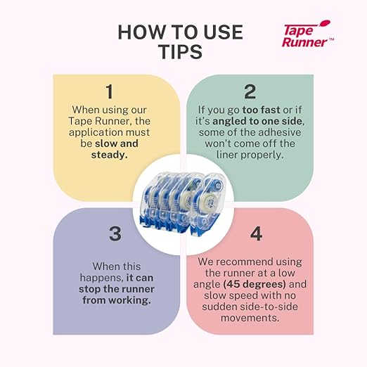 Tape Runner - Double Sided Adhesive with Dispenser Roller Included - Acid Free, Sticky, Clear & Transparent - Ideal for Scrapbooking, Crafts & More - Mini (197 inches per Cartridge), 20 Cartridges-DeskLoop Office