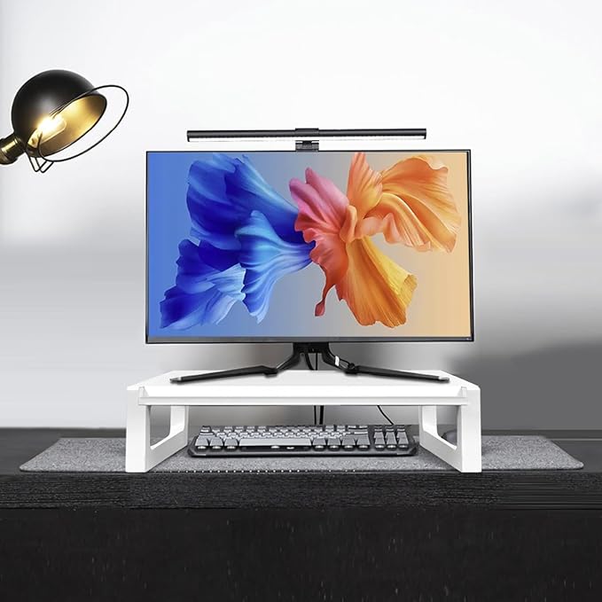 Monitor Stand Riser – 16-Inch Computer Monitor Stand with Multifunctional Slot, Multi-Purpose Desktop Storage for Laptop, Printer, TV-DeskLoop Office