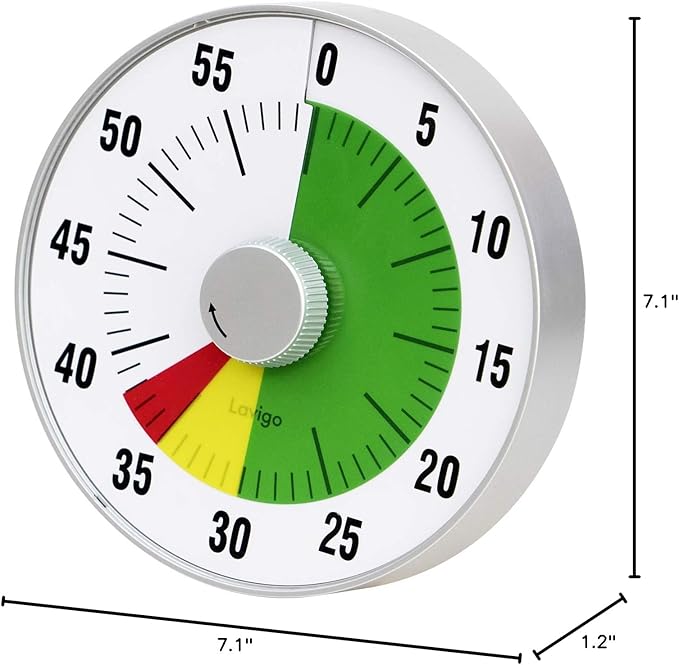 Lavigo Kitchen Timer, Countdown Visual Analog Timer, Quiet Counting, Low Loud and Mute Alarm for Teachers Classroom, Kids, Adults Kitchen, Office, Gym (Green) LT21-TC 7.5 inches-DeskLoop Office