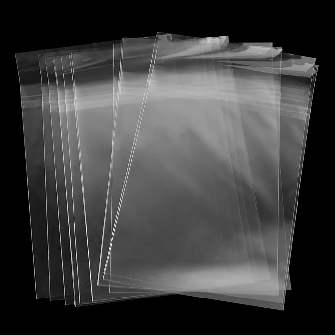 AUEAR, 200 Pack (8-7/16"x 12-1/4") Crystal Clear Resealable Sleeves Bags - Self Sealing Plastic Bags for Packaging Clothing, 8x12 Prints, Photos, Party Decorative Gift
