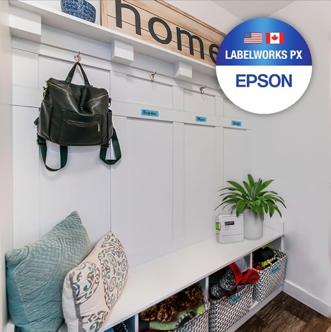 Epson LABELWORKS 218BMLPX Genuine PET (Polyester) Tape Cartridge - Black on Matte Blue Designer Craft Label Maker Tape - 3/4" (18MM) Wide, 26'-DeskLoop Office