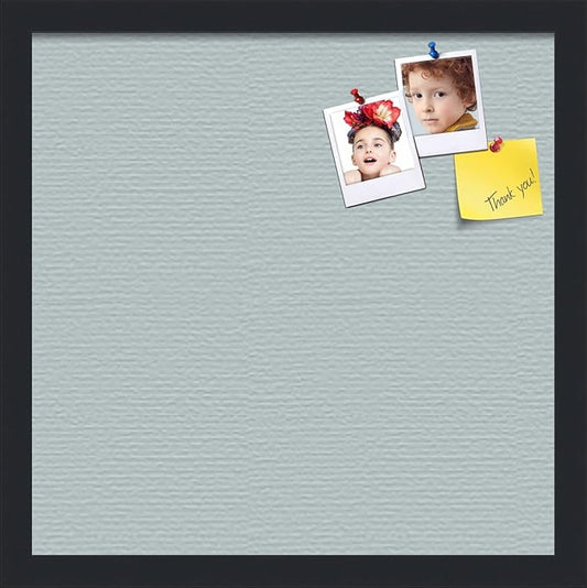 PinPix 16x16 Inch Cork Bulletin Board. This Decorative Framed Pin Board Comes with Soft Blue Design and a Satin Black Frame. Ideal for Home Office Decor or Message Board (PinPix-1814)-DeskLoop Office