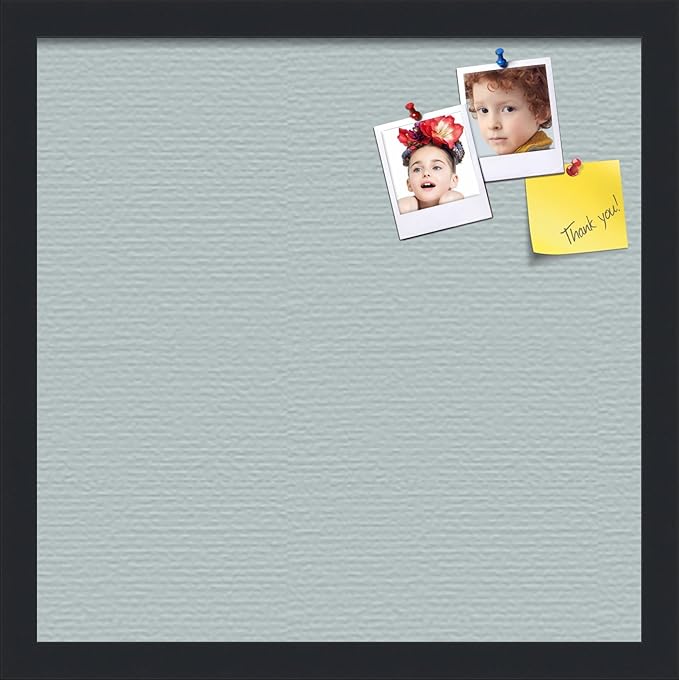 PinPix 16x16 Inch Cork Bulletin Board. This Decorative Framed Pin Board Comes with Soft Blue Design and a Satin Black Frame. Ideal for Home Office Decor or Message Board (PinPix-1814)-DeskLoop Office