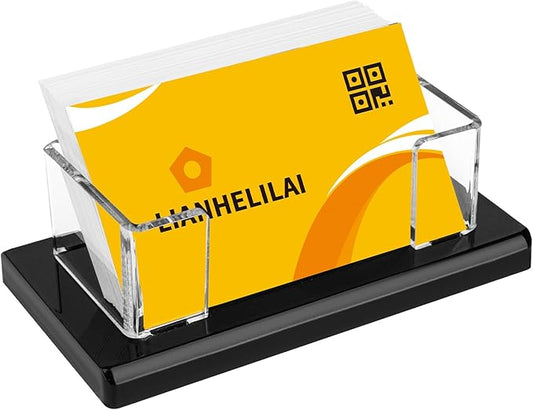 Acrylic Business Card Holder Black 1Pack Enlarged Holds 120 Cards for Office/Exhibition/Restaurant Desk/Counter Display Name Card Organizer Stand-DeskLoop Office