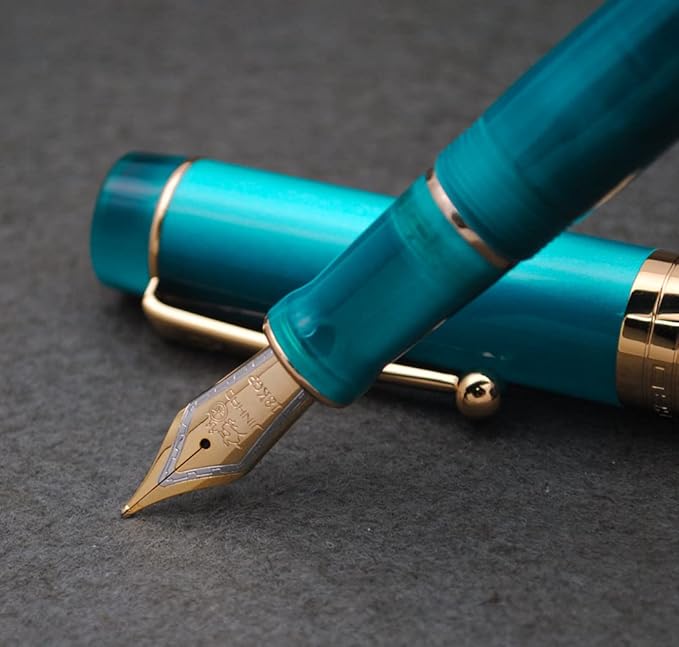 JINHAO 100 Fountain Pen with Ink Converter (Medium Nib 0.7mm, Peacock Blue)-DeskLoop Office