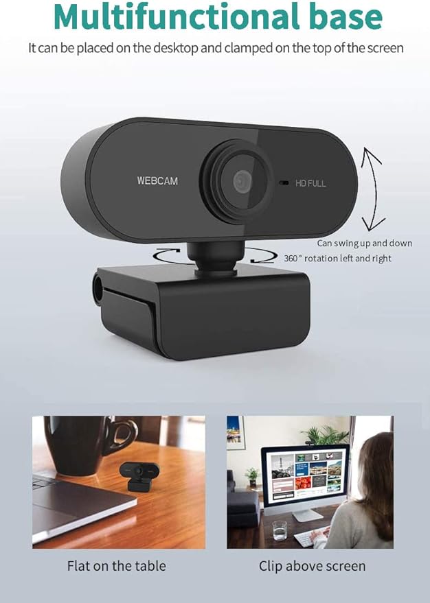 Webcam with Microphone, Full HD 1080P Webcam for PC, Laptop, Desktop, MAC, Plug and Play Web Camera with Privacy Cover, USB Camera for YouTube, Zoom, Skype, Facetime, Windows, Linux, and macOS-DeskLoop Office