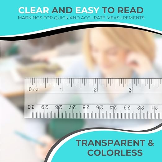 NOKKO Rulers Bulk for Classroom - Pack of 50 - Clear Plastic Ruler 12 Inch / 30 cm - Transparent School Ruler with Inches and Centimeters - Back to School Supplies for Kids, Students and Teachers-DeskLoop Office
