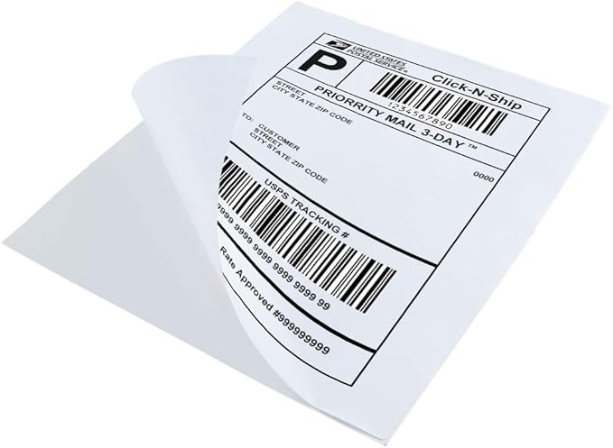 L LIKED 500 Sheets Matte Sticker Paper Full-Sheet 8-1/2" x 11" Self Adhesive Shipping Labels for Laser & Inkjet Printers, White (500 Labels)-DeskLoop Office