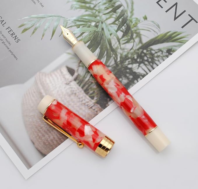 JINHAO 100 Fountain Pen with Ink Converter (Medium Nib 0.7mm, Red White Koi-A)-DeskLoop Office