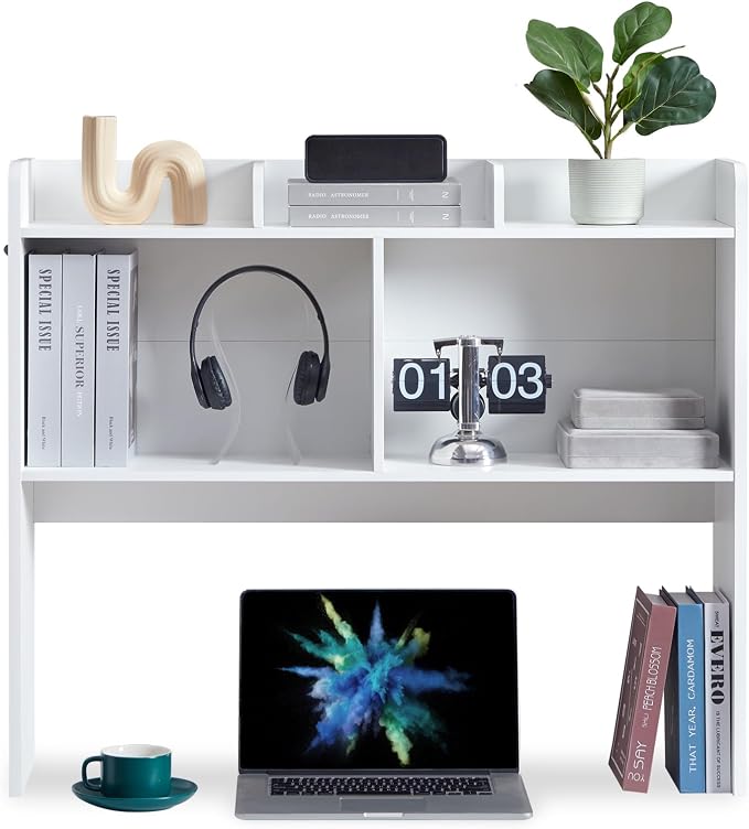 Nromant Desktop Bookshelf, Wooden Desk Storage Hutch - Image 8