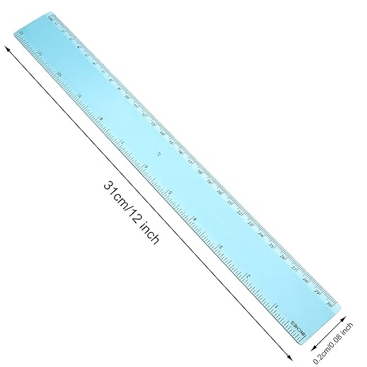 2 Pack Plastic Ruler Straight Ruler Plastic Measuring Tool for Student School Office (Blue, 12 Inch)-DeskLoop Office
