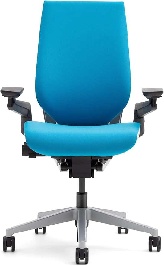 Steelcase Gesture Office Chair - Ergonomic Work Chair with Wheels for Carpet - Comfortable - Intuitive-to-Adjust for Desk - 360-Degree Arms - Blue Jay Fabric-DeskLoop Office