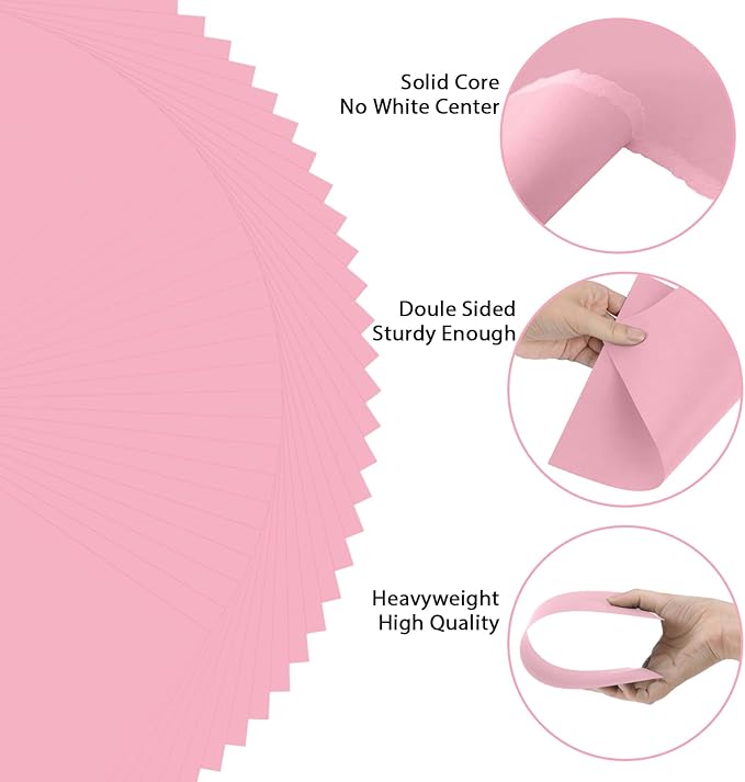 OcePor 50 Sheets Pinks Valentine's Day Cardstock Paper, Colored Printer Paper 8.5 x 11, Card Stock Thick Construction for Craft,Scrapbook,Office Printing, Invitations, Certificates,92 lb/250gsm
